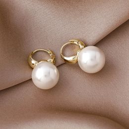 2024 novo bonito pérola studs hoop 14k brincos de ouro amarelo para mulheres golds cor eardrop minimalista minúsculos huggies aros casamento moda jóias