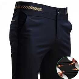 Stretch Suit Trousers for Men Office Pants Non-Ironing Slim Fit Bridegroom Suits Wedding Business Black Suit Pants Men 240305