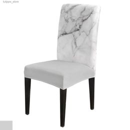 Chair Covers Marble Dining Chair Cover 4/6/8PCS Spandex Elastic Chair Slipcover Case for Wedding Hotel Banquet Dining Room L240315