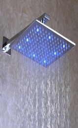 Overhead LED Rainfall Shower Head 12 Inch Bathroom Square Brushed Nickle With Shower Arm9290202