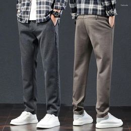 Men's Suits Korean Men Loose Suit Wide Leg Pants Elegant Office Casual Straight Trousers Harajuku Fashion High Waist Solid Woollen A114