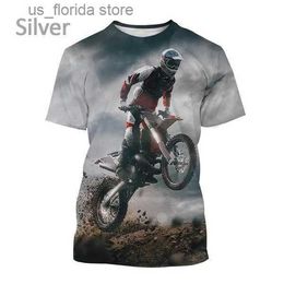 Men's T-Shirts Mens Cool Motocross 3D Painted Short-slved T Shirt Extreme Sports Motorcycle Hip-hop Strtwear Cosplay Mens Loose Clothing Y240315