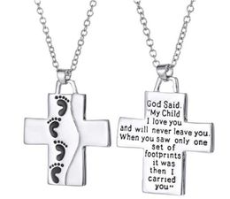 2018 Foot Jesus Cross Necklace Letters My Child I Love You Pendant Fashion Jewellery Gift for Women Kids7684019