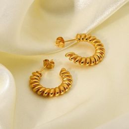 Hoop & Huggie Stainless Steel C Type Gold Hoops Earrings For Women Piercing Aretes Pendientes Ear Ring Oorbellen Jewellery Brincos B285s