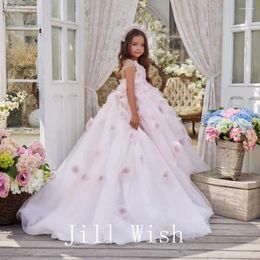 Girl Dresses Jill Wish Luxury Floral Dress Handmade Flowers Princess Kids Wedding Birthday Party Prom Ball Gown First Communion 2024J197