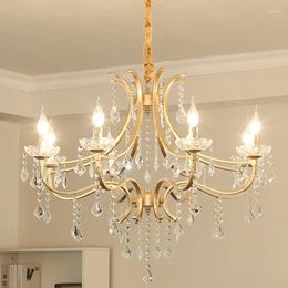 Chandeliers American Living Room Crystal Chandelier European Country Iron Hanging Lights Restaurant Modern Lamps Luxury Simple Bedroom Light