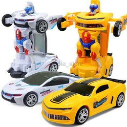 Transformation toys Robots Child deformed electric car light music transforming vehicle model electric wheels universal glowing toys for children 2400315