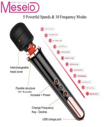 Meselo Powerful Magic Wand Vibrator Body Massager Clitoral Vibrator Handheld Cordless Quiet GSpot Sex Toys for Woman Y1912142774245