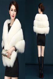 Long Sleeves Fur Shawl Capes Wedding Bolero Jacket Wraps Faux Fur Bridal Cape Jackets In Stock White Black Grey Red Burgundy8105634