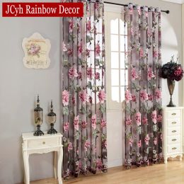 Curtains Floral Home Fabric Sheer Tulle Curtains For Living Room Luxury Bedroom Kitchen Door Curtains For Window Black Cortinas Drapes