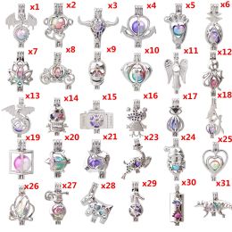 600 Designs For You choose -Pearl Cage Beads Cage Locket Pendant Aroma Essential Oil Diffuser Locket DIY Necklace Earrings Bracelet LL