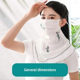 Scarves Face Fishing Embroidered Scarf For Men Women Unisex Sunscreen Veil Triangular Cover Silk Mask