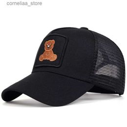 Ball Caps Unisex Snapback caps men Breathable Mesh hats for women Embroidery Bear Baseball Cap Mans Cotton Hip Hop Bone Trucker hatY240315