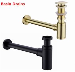 Brass Materials Bathroom Basin Sink Tap Bottle Trap Drain Kit Waste TRAP Pop Drain Deodorization Brushed GoldBlackBronzeChrome5826241