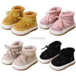 First Walkers 2024 kids winter shoes for boys girls rubber sole for toddler first walkers outdoor non-slip childrens shoes warm wool lamb sneakers 240315