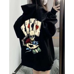 Internet celebridade personalidade na moda marca escuro hoodie esqueleto poker masculino e feminino impresso solto pelúcia grosso jaqueta de rua alta