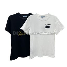Summer Outdoor T Shirt Women Metal Badge Tees Short Sleeve Breathable Shirts Casual Style Tee
