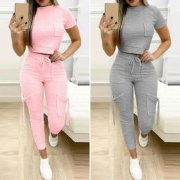 Women's Two Piece Pants Stylish Casual Outfit High Waist Skin-touching Ladies Daily Garment