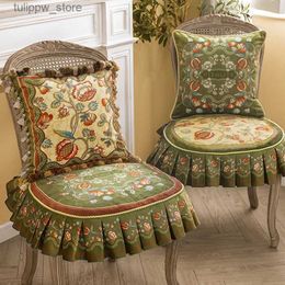 Chair Covers Retro American Chair Cover European Light Luxury Dining Table And Chair Cushion Custom Cushion Stool Chair Cover Pastoral Style L240315