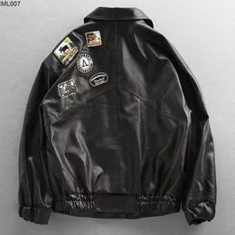 Street Trend Loose Motorcycle Suit Leather Jacket for Men Trendy and Handsome Versatile Pilot Pu