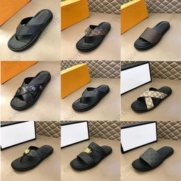 Designer sandals for men slide luxury flat slippers summer beach sandal classic rubber slides suede genuine leather sliders outdoor casual womens shoes with box