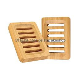 Soap Dishes Wooden Bamboo Plastic Dish Tray Holder Storage Rack Plate Box Container For Bath Shower Bathroom Drop Delivery Home Gard Dhafk