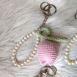 Keychains Tulip Keychain Flower Crochet Unique Handmaking Knitting Bouquet Keyrings For Bag Pendant Keys Accessories Creat
