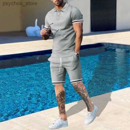 Men's Tracksuits New mens short sleeved running sportswear for the summer of 2024 breathable and quick drying short sleeved two-piece set for mens clothing Q240314