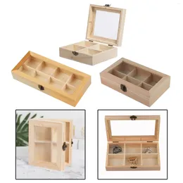 Storage Bottles Wooden Box Case Wood Craft W/ Lid Lock For Jewelry Small Gadgets