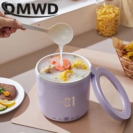DMWD Mini Rice Cooker Multifunction Skillet 1L Noodle Cooking Pot Egg Omelette Frying Pan pot Baby Food Stew Cup Soup Heater 240313