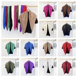 Scarves Pleated Satin Silk Scarf Luxury Sunscreen Candy Color Pure Shawl Lightweight Large Size Head Outdoor