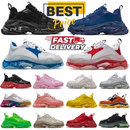 With Box Balenciegas Balencigaas Triple S Designer Shoes Platform Sneakers Clear Sole Black White Grey Red Pink Blue Royal Neon Yellow Green Tennis Trainer 6M3K