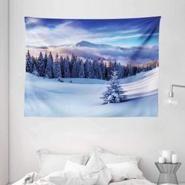 Tapestries Winter Tapestry Scenery With High Mountain Peaks And Snowy Coniferous Pine Trees Wall Hanging For Bedroom Living Room Dorm