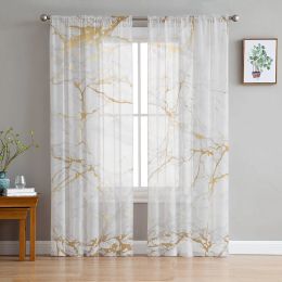 Curtains Marble Sheer Curtain Window Tulle For Living Room Cafe Bedroom Kitchen Chiffon Sheer Window Treatment Decorations