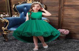 Children039s dress skirt sleeveless flower girl tail girls pure color evening dress princess dresses8337541