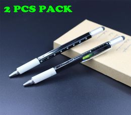 2PCS PACK 6 in 1 Tool Stylus Pens Aluminium Material Metal Screwdriver Ruler Level Ballpoint Pen Multifunction Tools3303003