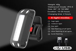 Bike Waterproof Rear Tail Light LED Bright Warning Lights IPX5 Waterproof USB Rechargeable Bicycle Taillight a081653823