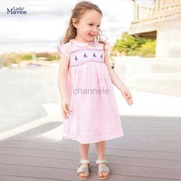 Girl's Dresses Little girl maven clothes summer dress for the new year 2024 beautiful cotton vestibules for toddler children clothes for everyday children 2-7 240315