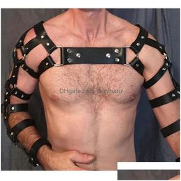 Men'S Tank Tops Mens Adjustable Gay Body Bondage Harness Strap Fetish Men Sexual Chest Faux Leather Belts Rave Clothing Drop Deliver Dhoal