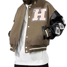 Giacca da pilota streetwear da baseball hip-hop Capispalla da uomo Giubbotti bomber personalizzati con ricamo lettera casual A 23 s