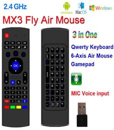 X8 24Ghz Wireless Keyboard MX3 Remote Control with 6 Axis Mic Voice 3D IR Learning Mode Fly Air Mouse Backlight for Android Smart6188333