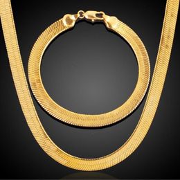 Chains 3 4 7MM Wide Vintage Snake Bone Necklace For Women Men Flat Herringbone Chain Chokers Gold Filled Miami Jewelry Gifts254L