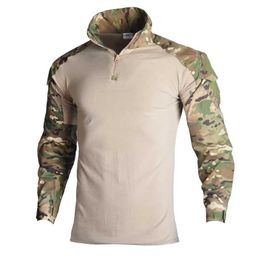 Tactical T-shirts Han Ye mens military shirt combat tactical clothing hunting uniform camouflage air suit camping shirt 240426