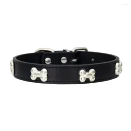 Dog Collars Supplies Alligator PU Leather Bone Pet Necklace Accessory Collar For Small Medium Harness