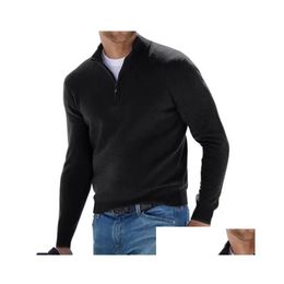 Men'S Polos Autumn Winter Mens T-Shirt Warm Long Sleeve V-Neck Fleece Zipper Casual Top Men Clothing S-5Xl C0052240228 Drop Delivery Otuj4