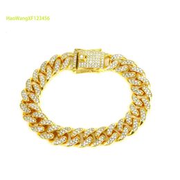 Cheap wholesale Hip Hop Jewellery Bling Iced Out Alloy 12mm Prong Cuban Link Chain Necklace For Men