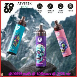 Authentic ZOOY Tornado 16 puffs Disposable Vape R and M 16K Puffs Rechargeable E Cigarettes Mesh Coil Vape Pen Stick 26ml Carts 2% 5% puff 16k