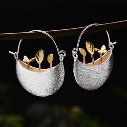 Dangle Chandelier Womens Flowerpot Earrings Golden Butterfly Pendant Earrings Retro Style 24316