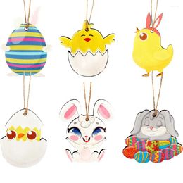 Party Decoration Easter /Egg/Chicken Wooden DIY Wood Hanging Crafts Cute Ornaments Supplies