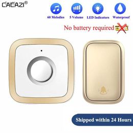 Doorbells Newest Home Wireless Doorbell 60 Songs 110DB 150M Waterproof Remote Smart Calling Bell with US EU UK Plug (Gold White)H240316